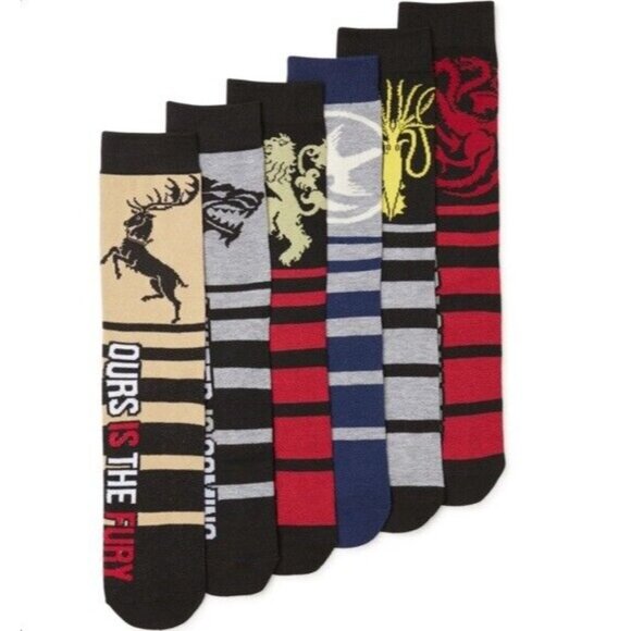 Game Of Thrones Men's Socks Casual Crew 6 Pair Mens Shoe Size 8-12 -Brand New - Picture 3 of 5